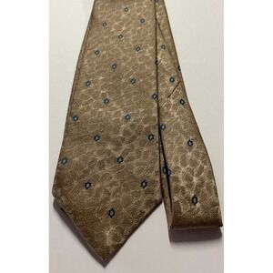 Mens Tie Necktie Geometric Pattern Austin Manor Ivory Blue Polyester Silk Blend